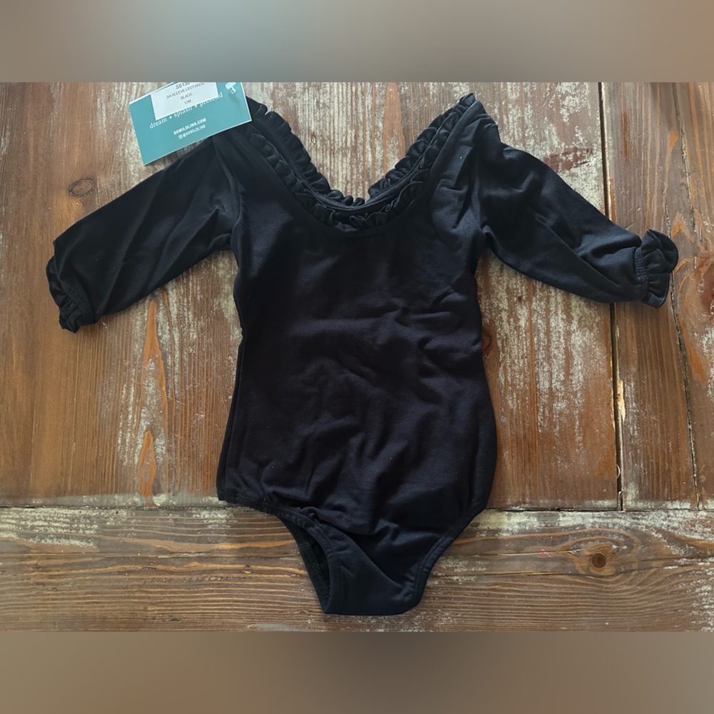 Well Dressed Wolf Wildling 3/4 Sleeve Leotards Black 12M NWT!